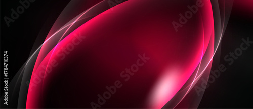 Abstract crimson waves flow across black background. Smooth gradients create dynamic visual effect. Elegant design.