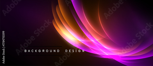 Abstract vibrant waves, orange, purple hues. Dynamic light effects create modern background design. Smooth gradients, elegant composition.