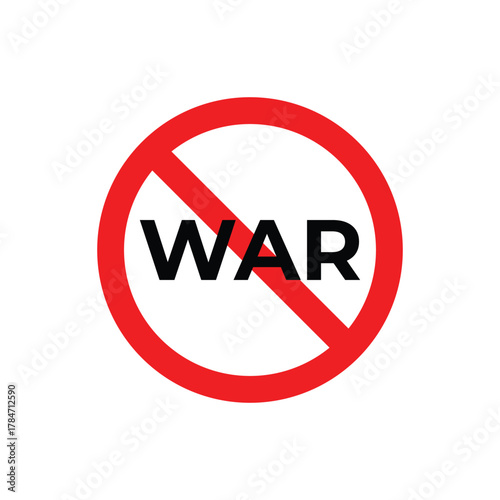 Free Download Minimalist vector illustration of a “No War” sign with bold red prohibition circle and black text on a white background. Ideal for peace campaigns, awareness posters, and social concept designs. - GFXLoad