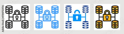 Data Lock Icon Collection Set Multiple Style