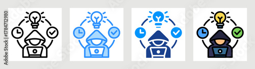 Hacker Activity Icon Collection Set Multiple Style
