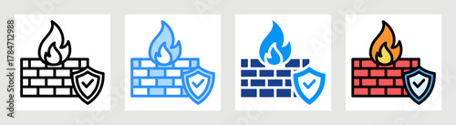 Cloud Firewall Icon Collection Set Multiple Style