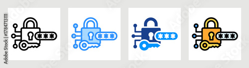 Password Encryption Icon Collection Set Multiple Style