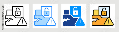 Data Leak Icon Collection Set Multiple Style