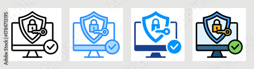 Computer Security Icon Collection Set Multiple Style