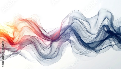 Wallpaper Mural Swirling waves of red-orange transitioning to blue-grey create an ethereal, abstract smoke-like effect on white background Torontodigital.ca