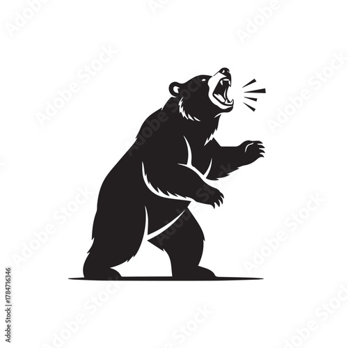 Roaring bear standing on its hind legs