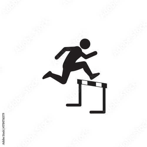 Silhouette of a person jumping over a hurdle