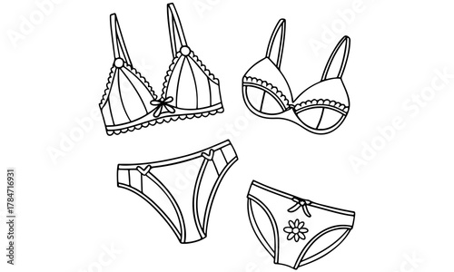 Hand drawn sketch of a matching bra and panty set