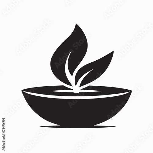 Spa Candle Logo with Aromatherapy Elements Vector Illustration on white background