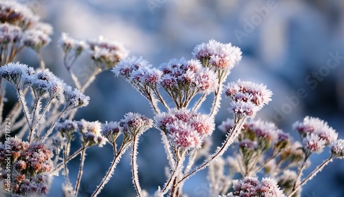 Winter Flowers Covered With Hoarfrost