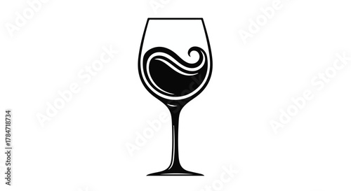 Elegant wine glass with swirling dark liquid, symbolizing enjoyment and sophistication.