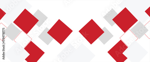 PrintWhite background with abstract red grey square decoration. Vector illustration for modern presentation background, brochure design, business card background, website slider, landing page