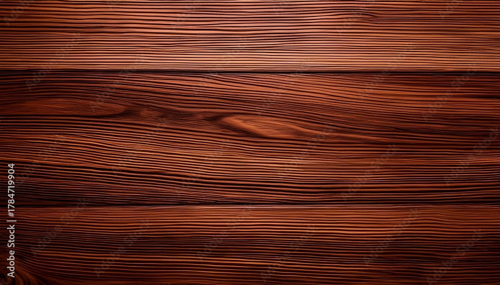 Fototapeta premium Rich Medium Brown Wood Grain Texture With Subtle Variations In Tone And Linear Patterns Exhibiting A Smooth Polished Surface