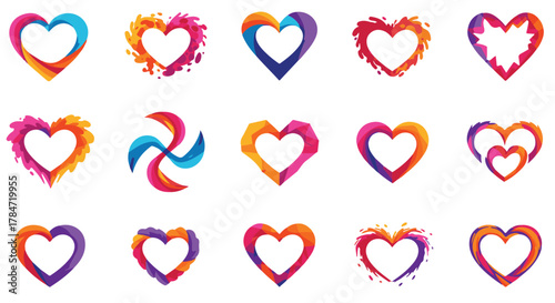 Collection of Artistic Heart Vectors Love, Valentine's Day and Abstract Symbolism