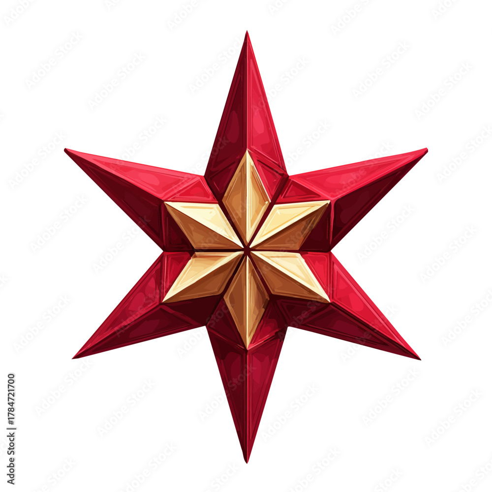 Obraz premium An EPS format illustration, A Simple 2D vibrant Christmas star topper Collection isolated on a white background, vector, watercolor simple flat 2D icon, minimalist design, collection