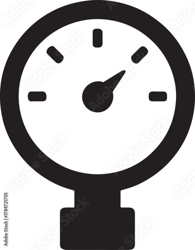 Water pressure gauge solid silhouette icon, measurement and industrial vector design for monitoring.