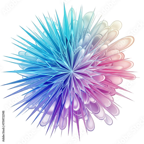 A vibrant abstract geometric shape with spiky edges, a modern and colorful design isolated on transparent background artistic expression