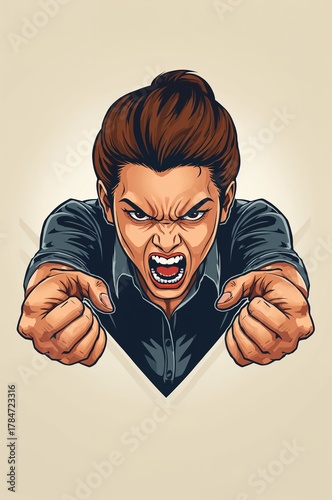 Furious woman shouting and pointing aggressively expressing intense anger or frustration in a powerful emotional display