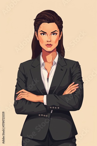 Confident businesswoman with arms crossed ready for success in the corporate world for use in business presentations and marketing materials