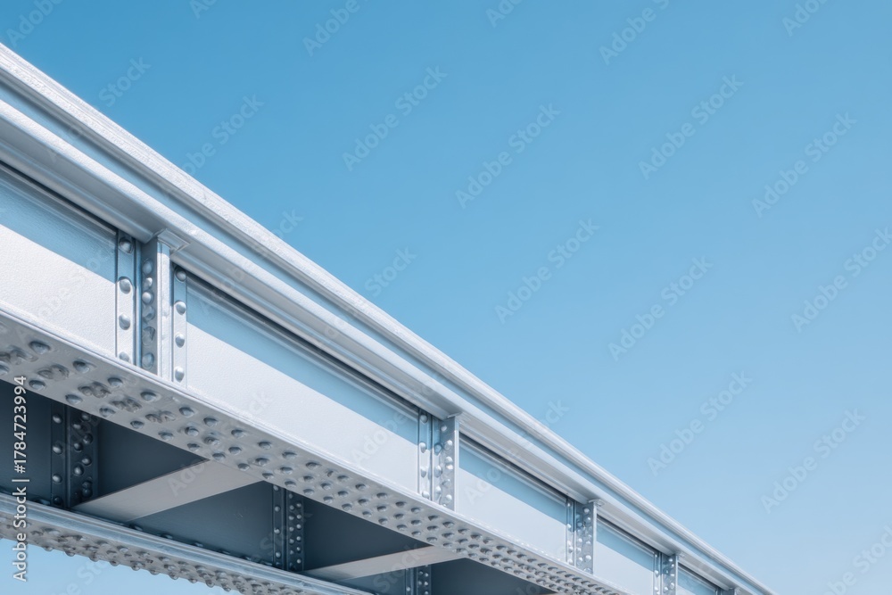 Fototapeta premium Large metallic bridge structure industrial engineering construction infrastructure for transport