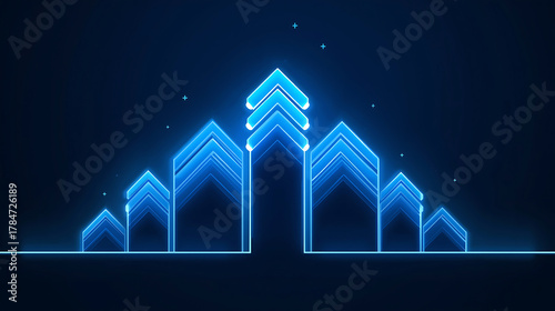 Futuristic Blue Arrow Graphics Representing Growth Success and Progress in Technology and Business Sectors