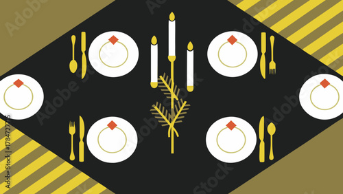 Elegant Holiday Dinner Table Setting