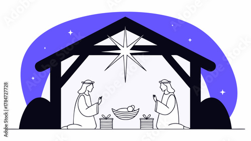 Minimalist Nativity Scene Illustration