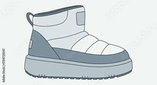 Stylish gray winter boot on light background