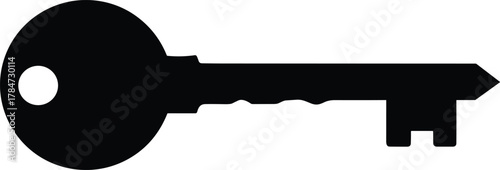 Vintage key silhouette vector illustration representing security, privacy, access control, antique design, and lock mechanism for stock image platforms.