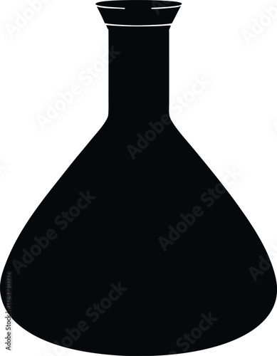 Laboratory Flask Silhouette Chemistry Erlenmeyer Beaker Science Equipment Research Experiment Lab Isolated Education Vector