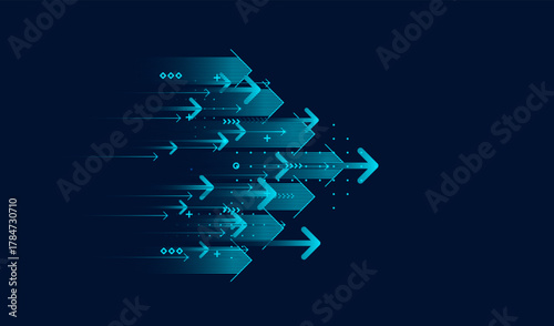 Abstract arrow direction. Technology background. High speed. Hi-tech