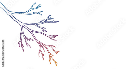 Stylish gradient branch illustration for modern designs or nature themed projects, a delicate touch for your visual storytelling, suitable for print or digital use