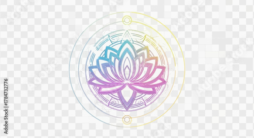 Stunning gradient lotus flower mandala design evokes tranquility and spiritual wellness, perfect for yoga studios, meditation apps, and holistic health brands