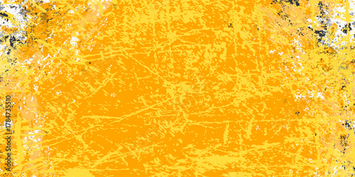 Grunge lemon, burnt yellow, gold, orange gradient, rough painted brush stroke texture, cheerful and attractive abstract background design elements. eps 10