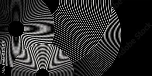 Abstract grey and red circle line vector on dark background. Modern simple overlap circle lines texture creative design. Aesthetic suit for poster, cover, banner, flyer, brochure