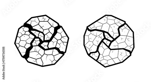 Cracked Octagons - Abstract Geometric Shapes with Fractured Patterns.