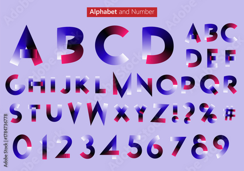 Gradient alphabet font and number vector design