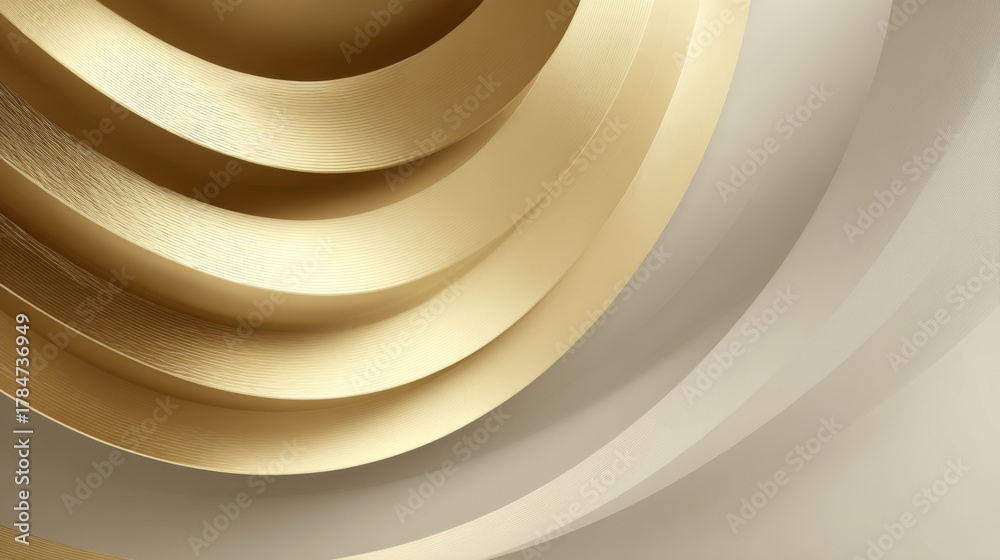 Obraz premium Elegant Abstract Background Featuring Smooth Curved Layers in Soft Gold and Neutral Tones for Artistic Design Projects