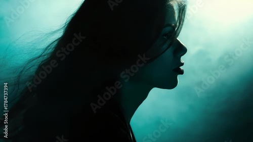 An enchanting portrait of a mermaid set against a dreamy aquatic backdrop.