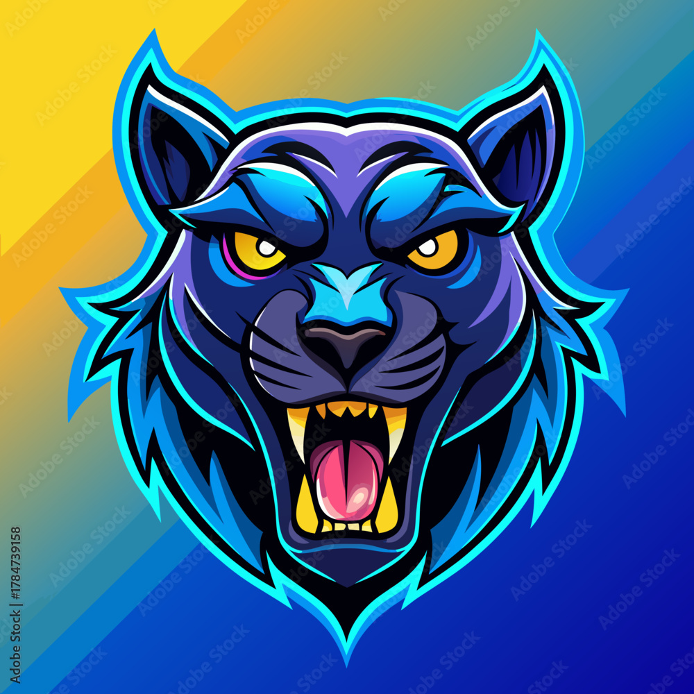 Obraz premium Aggressive black panther e sports mascot logo design