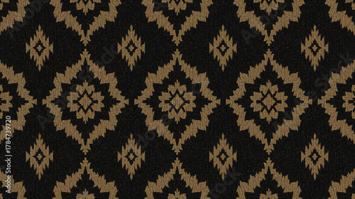 Golden Majesty Elegant Black & Gold Ikat Design