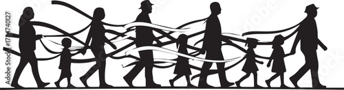 World aids day awareness symbol of human connection and support with red ribbon elements