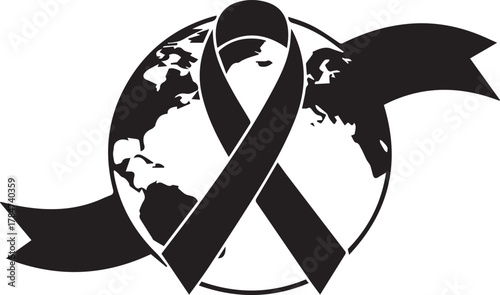 World aids day global awareness ribbon and earth symbol for support and hope