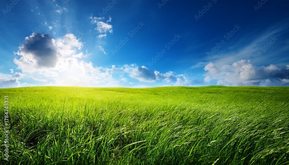 Obraz premium Blue Skies Green Grass