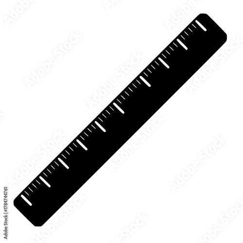 Ruler angled solid black vector silhouette icon.