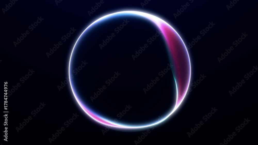 Obraz premium Gradient liquid sphere glowing with pink, blue, and green tones, forming a soft futuristic shape with fluid motion and smooth reflections.