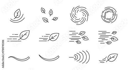 Set of Icons Representing Nature and Weather Phenomena