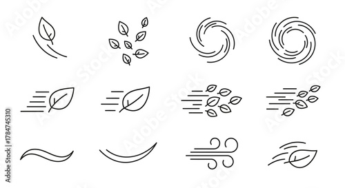 Wind and Leaf Icons A Collection of Motion and Nature-Inspired Graphics for Design Projects