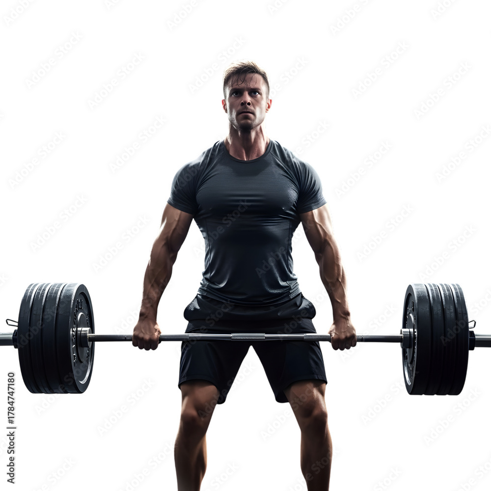 Fototapeta premium a strong man lifting weights with focused determination high quality